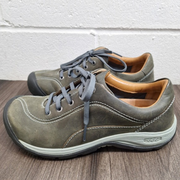 Keen Presidio Women's Leather Walking Hiking Shoes Olive Green Lace Up Size 7W - Picture 2 of 9